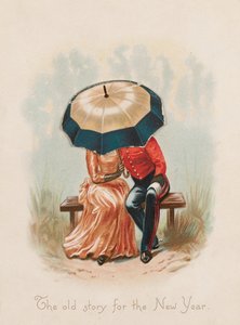 La vieja historia para el Año Nuevo, tarjeta de Año Nuevo de Unknown artist
