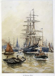 El puerto de Hamburgo en el siglo XIX de Unknown artist