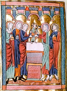 La presentación en el templo. Miniatura tomada de "Liber Psalmorum Cum Calendario" o "Psaltier à l