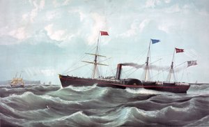 El barco de vapor US Atlantic (US mail steamship Atlantic) Litografía 1850 de Unknown artist