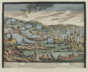 La toma de la Isla de Francia (Mauricio), 2 de diciembre de 1810 (xilografía, coloreada)