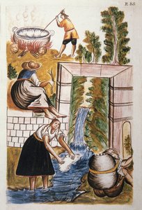 El trabajo de la lana, del libro "Trujillo del Perú" o "Códice Martínez Compañón", por Baltazar Martínez Compañón y Bujanda, obispo de Trujillo (1782-1785)