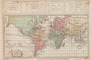 El mundo según la proyección de Mercator o de Edw Wright, c.1730 (grabado) de Unknown artist