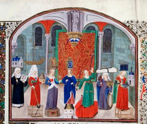 Teoría de las virtudes teológicas y cardinales. Miniatura del manuscrito (Ms 927 fol.17V) 