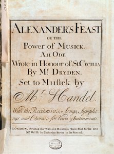 Portada de la partitura musical de El festín de Alejandro de G. F. Handel de Unknown artist