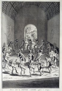 Danza tradicional: Ritos en la danza de coraje de los caribes, Antillas (América Central). Grabado del siglo XVIII. Chartres, Museo de Bellas Artes de Unknown artist