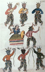 Danza tradicional de los Diablicos en Perú, del libro "Trujillo del Perú" o "Códice Martínez Compañón", por Baltazar Martínez Compañón y Bujanda, obispo de Trujillo (1782-1785)
