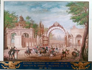 Entrada triunfal de Agustín Iturbide (1783-1824), primer emperador de México Independiente, en la Ciudad de México 7/09/1821 de Unknown artist