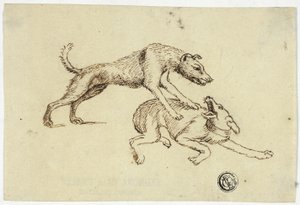 Dos perros peleándose de Unknown artist