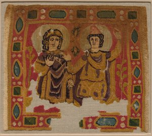 Two Figures Framed by a Jeweled Border de Unknown artist