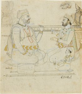 Dos nobles de Rajput con un niño de Unknown artist