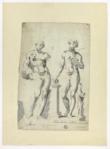 Dos esculturas: Antínoo en los Jardines Vaticanos y Nisaus Baco en el Palacio Farnese