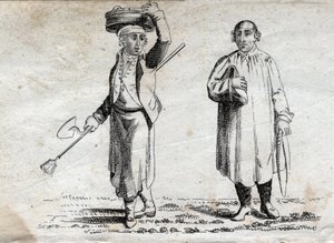 Dos campesinos, grabado finales del siglo XVIII, colección privada.