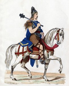 Un jefe de los francos - en “Les Costumes civil et militaires des Francais dans travers les Siecles Paris F. Roy 1882” de Unknown artist