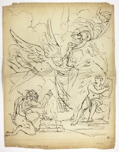 Escena de nacimiento mitológico no identificado (recto); Cupido y Psique (verso) de Unknown artist