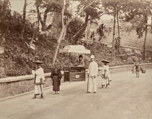 Sin título (hombre transportado en silla de manos, verso) de Unknown artist