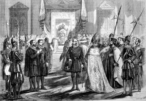 Concilio Vaticano I Roma. El Papa dando audiencia al Padre del Concilio. 1869 de Unknown artist