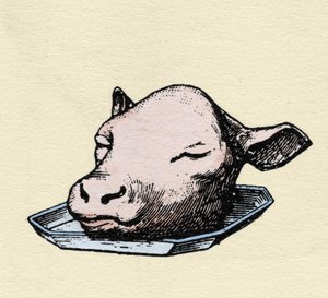 Cabeza de ternera, grabado de finales del siglo XIX