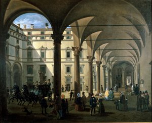 Vista del patio del Arzobispado en Milán de Unknown artist