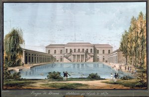 Vista del baño de Diana, primera piscina italiana, en Milán de Unknown artist