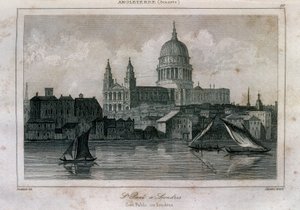 Vista de la Catedral de San Pablo en Londres cerca del Támesis de Unknown artist