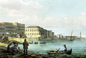 Vista de Santa Lucía, Nápoles. Acuarela alrededor de 1850. de Unknown artist