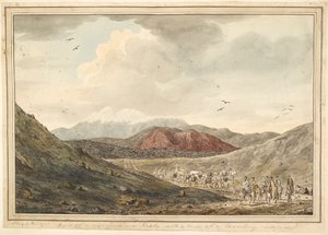 Vista de una montaña, cerca de Hekla, con una caravana ambulante. de Unknown artist