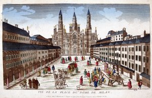Vista de la Plaza del Duomo en Milán. Principios del siglo XVIII de Unknown artist
