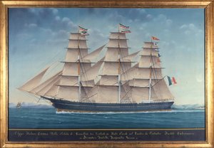 Vista del clipper italiano Cosmos. Pintura del siglo XIX de Unknown artist