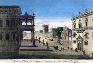 Vista del Palacio del Virrey y parte de la ciudad de Nápoles en 1760 de Unknown artist