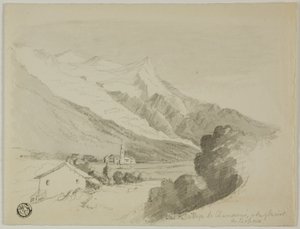 Vista del pueblo de Chamonix y el glaciar Bossons de Unknown artist