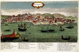 Vista de la ciudad de Lisboa en Portugal a finales del siglo XVIII