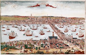 Vista de la ciudad de Londres y el río Támesis (grabado) de Unknown artist