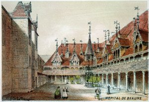 Vista del patio de los Hospices de Beaune de Unknown artist