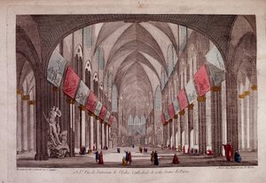 Vista del interior de Notre-Dame de París - vista óptica de Unknown artist