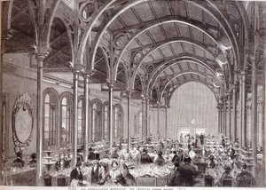 Vista del restaurante principal en la Exposición Internacional de 1862 en Londres