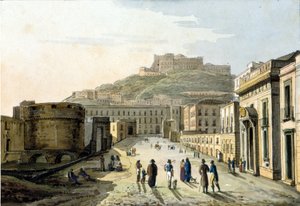 Vista de la strada del molo y el Castel Sant