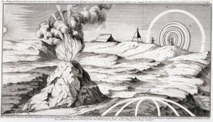 Volcán en la montaña de Cotopaxi - en “Viaje Histórico de América del Sur realizado por Orden del Rey de España por Don Jorge Juan y Don Antonio de Ulloa”, T.1, en C.A. Jombert, Librería del Rey, París de Unknown artist