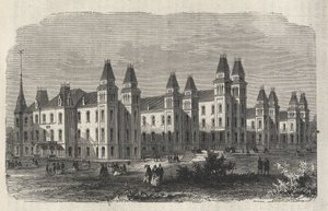 Hospital de Emigrantes de la Isla Ward - Estado de Nueva York - Establecimiento de la Comisión de Emigración - Grabado en “El Universo Ilustrado” de 1869 de Unknown artist
