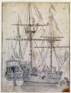 Buque de guerra: lavado de tinta del siglo XVIII París, artes decorativas de Unknown artist