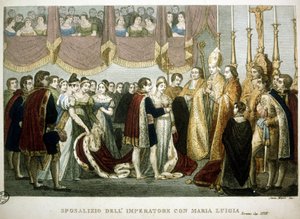 Ceremonia de boda entre Napoleón I y María Luisa de Habsburgo en la iglesia de los Agustinos en Viena, 2 de abril