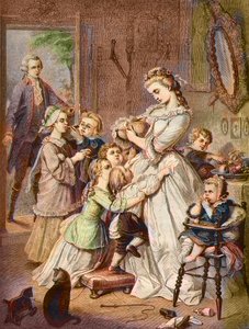 Werther sorprende a Charlotte rodeada de niños de Unknown artist