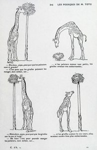 Por qué del Sr. Toto: Por qué la palmera es tan grande y por qué la jirafa tiene el cuello tan largo. (dibujo cómico sobre la teoría de Darwin) de Unknown artist