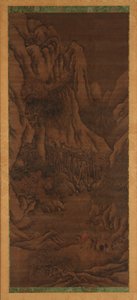 Paisaje Invernal: colinas y río; figuras de viajeros montados de Unknown artist