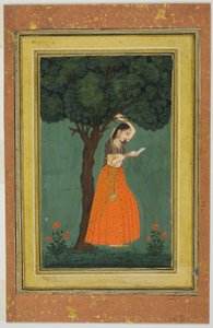 Mujer agarrando la rama de un árbol de Unknown artist