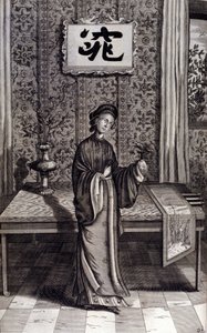 Mujer de la nobleza china. “De China Monumenta” de Athanasius Kircher (1601 - 1680), jesuita, orientalista y erudito alemán, Ámsterdam 1667