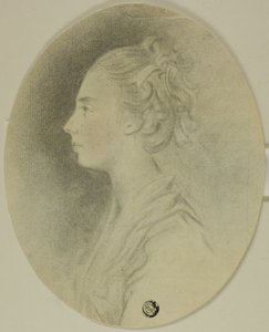 Joven de perfil con cinta en el cabello de Unknown artist