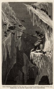 Joven esquimal atrapando pingüinos árticos. Grabado para ilustrar el viaje al mar libre del polo Ártico, por el Doctor Hayes, cirujano de la Marina de los Estados Unidos, en 1860-1862, publicado en “Le tour du monde, nouveau journal des voyages” de Unknown artist