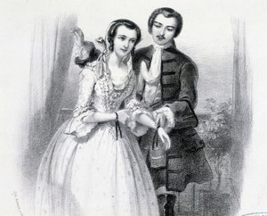 Joven cortejando a una joven, principios del siglo XIX de Unknown artist