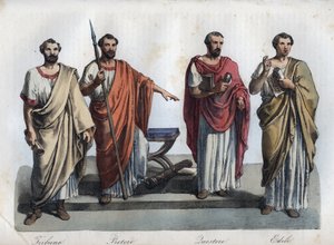 Magistrados de la antigua Roma - Tribuno - Pretor - Cuestores - Ediles - grabado de 